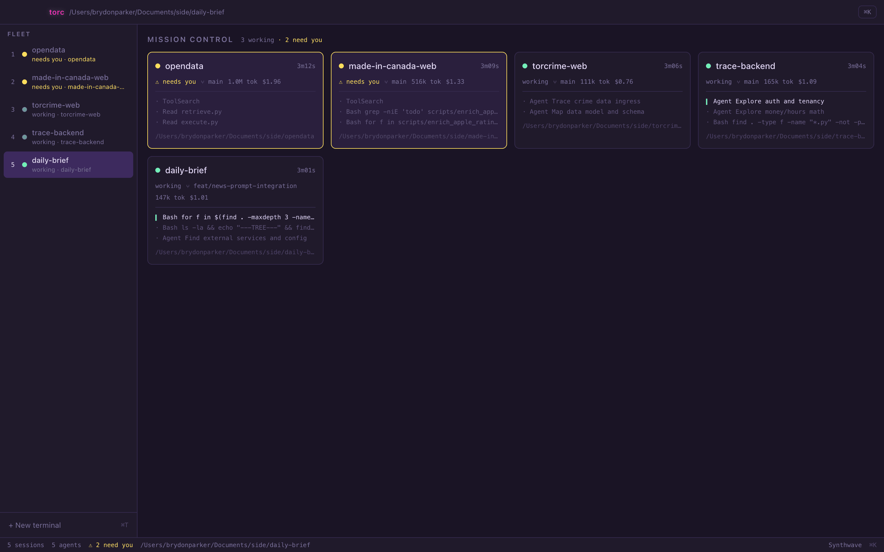 Torc's Mission Control in the Cyberpunk theme
